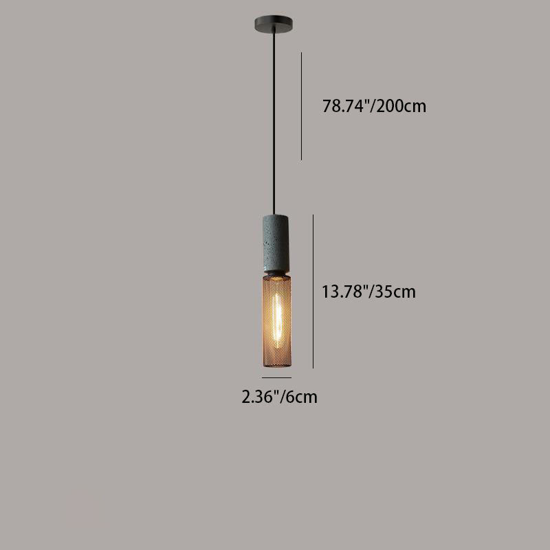 Industrial Tapered Cement Pendant Light - 1-Light Fixture for Living Room