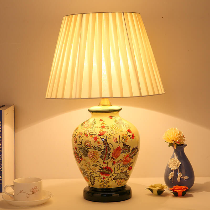 Contemporary Ceramic 1-Light Table Lamp - Warm Cylindrical Design