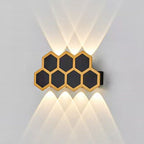 Premium Hexagonal Black and Gold LED Outdoor Wall Sconce