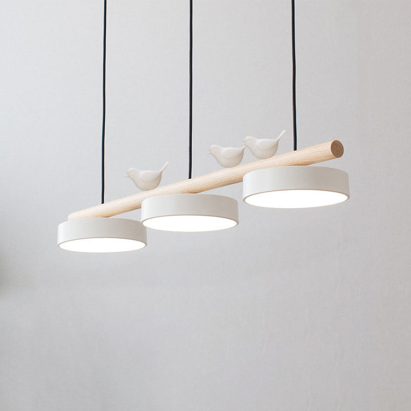 Resin Bird LED Wood Chandelier