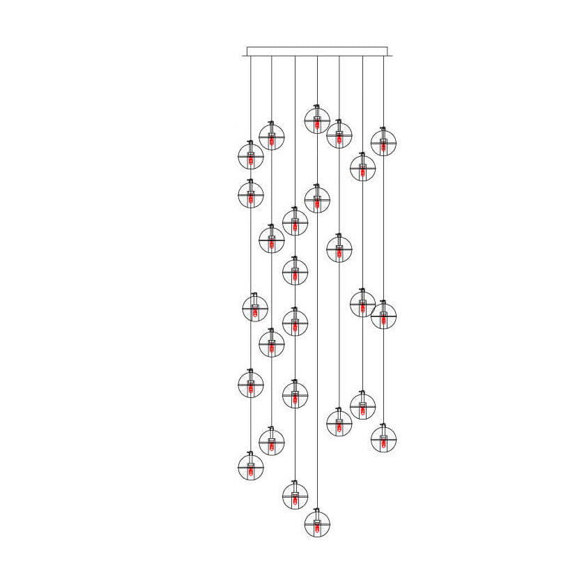 Luxury LED Chandelier with Crystal Orb Shade for Modern Staircases