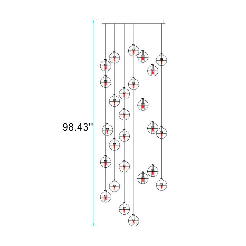 Luxury LED Chandelier with Crystal Orb Shade for Modern Staircases
