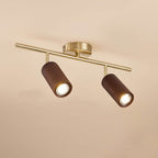 Nordic Minimalist Walnut Wood LED Linear Track Ceiling