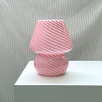 Contemporary Striped Mushroom Glass Table Lamp - 1 Light