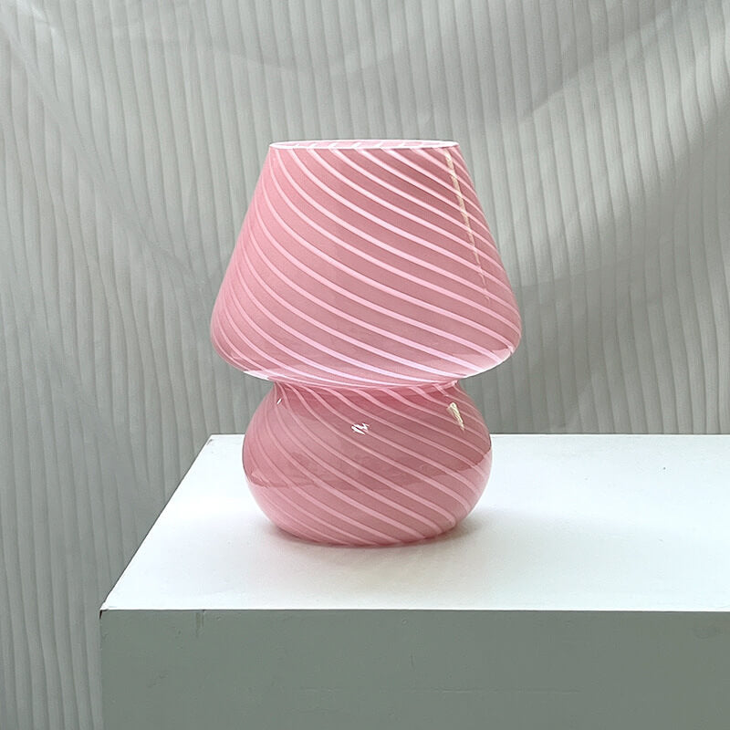 Contemporary Striped Mushroom Glass Table Lamp - 1 Light