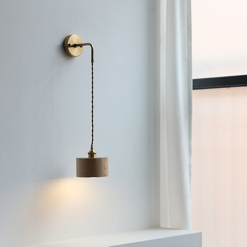 Scandinavian Copper & Wood 1-Light Sconce