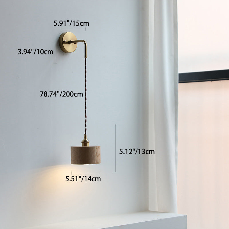 Scandinavian Copper & Wood 1-Light Sconce