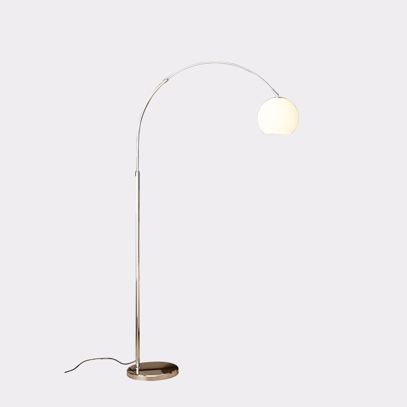 Scandinavian Glass Round Shade Floor Lamp - 1-Light Iron Design for Living Room