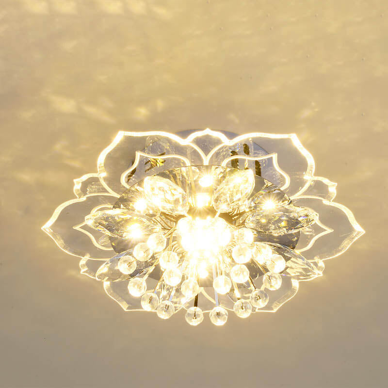 Elegant Crystal Flower LED Flush Mount Ceiling Light