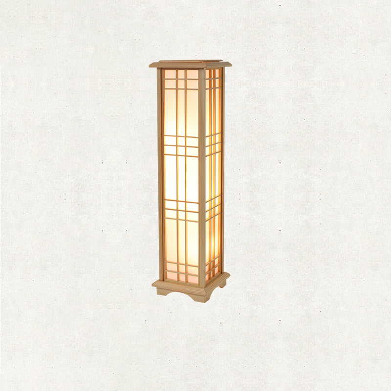 Japanese Wood and Acrylic Rectangular Floor Lamp - 1/2/3 Light Options for Bedroom