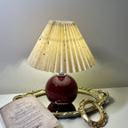Minimalist Round Fabric Pleated Ceramic Table Lamp - 1-Light for Bedroom