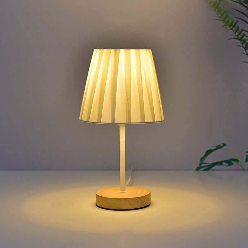 Nordic Vintage Fabric and Wood LED Table Lamp