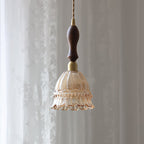 French Walnut Jellyfish Glass Pendant Light - 1-Light Fixture for Living Room