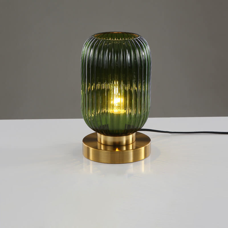 Premium Nordic Striped Oval Glass Table Lamp - 1 Light