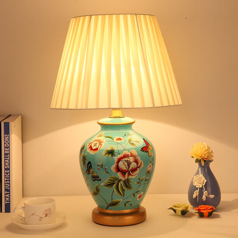 Contemporary Ceramic 1-Light Table Lamp - Warm Cylindrical Design