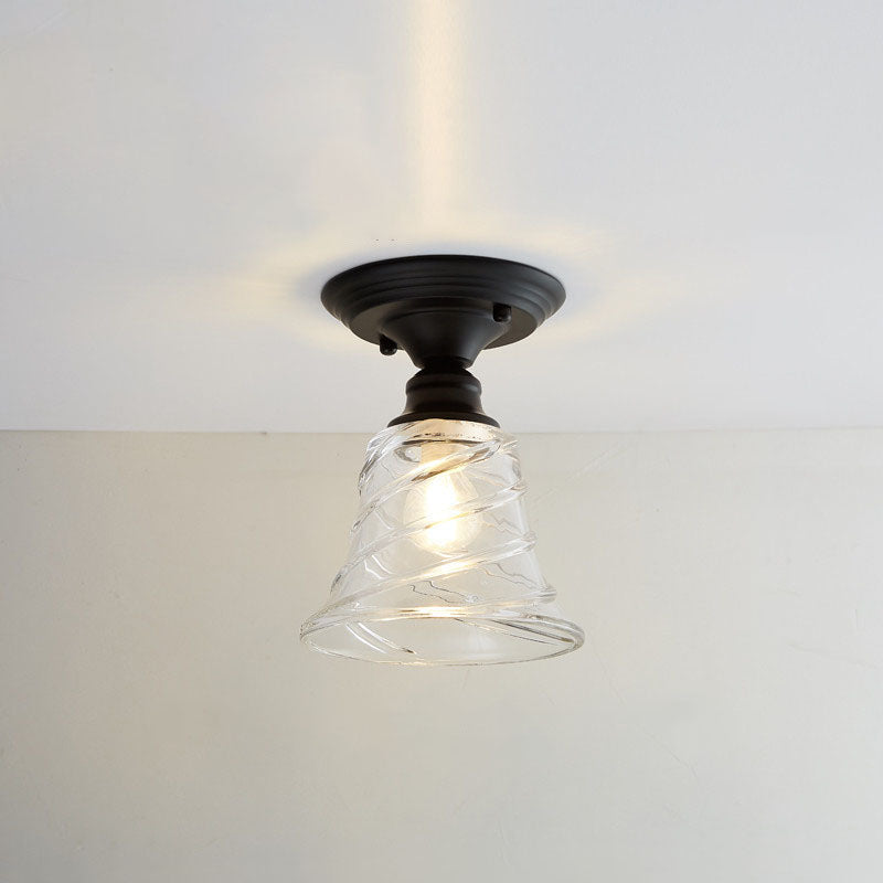 Nordic Vintage Floral Round Semi-Flush Mount Ceiling Light