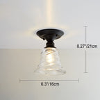 Nordic Vintage Floral Round Semi-Flush Mount Ceiling Light