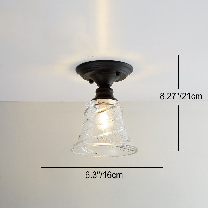 Nordic Vintage Floral Round Semi-Flush Mount Ceiling Light