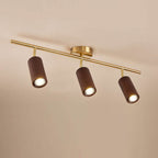 Nordic Minimalist Walnut Wood LED Linear Track Ceiling