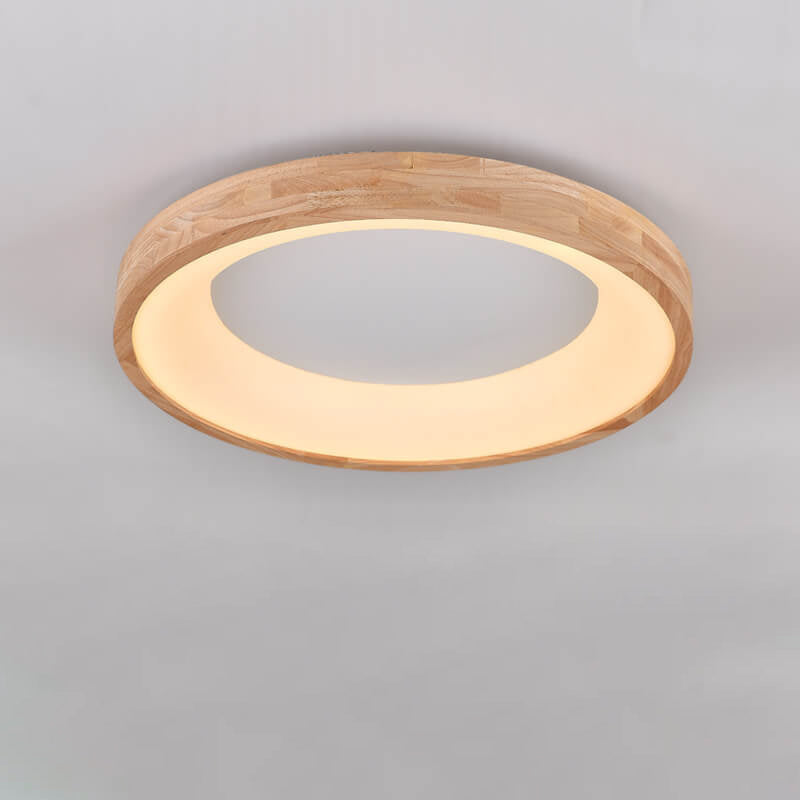 Round LED Flush Mount Ceiling Light in Nordic Minimalist Wood Design