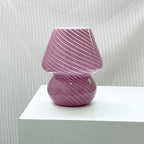 Contemporary Striped Mushroom Glass Table Lamp - 1 Light