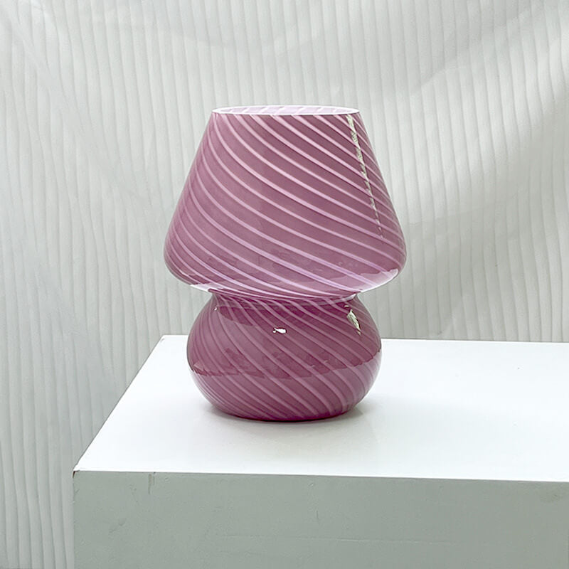Contemporary Striped Mushroom Glass Table Lamp - 1 Light