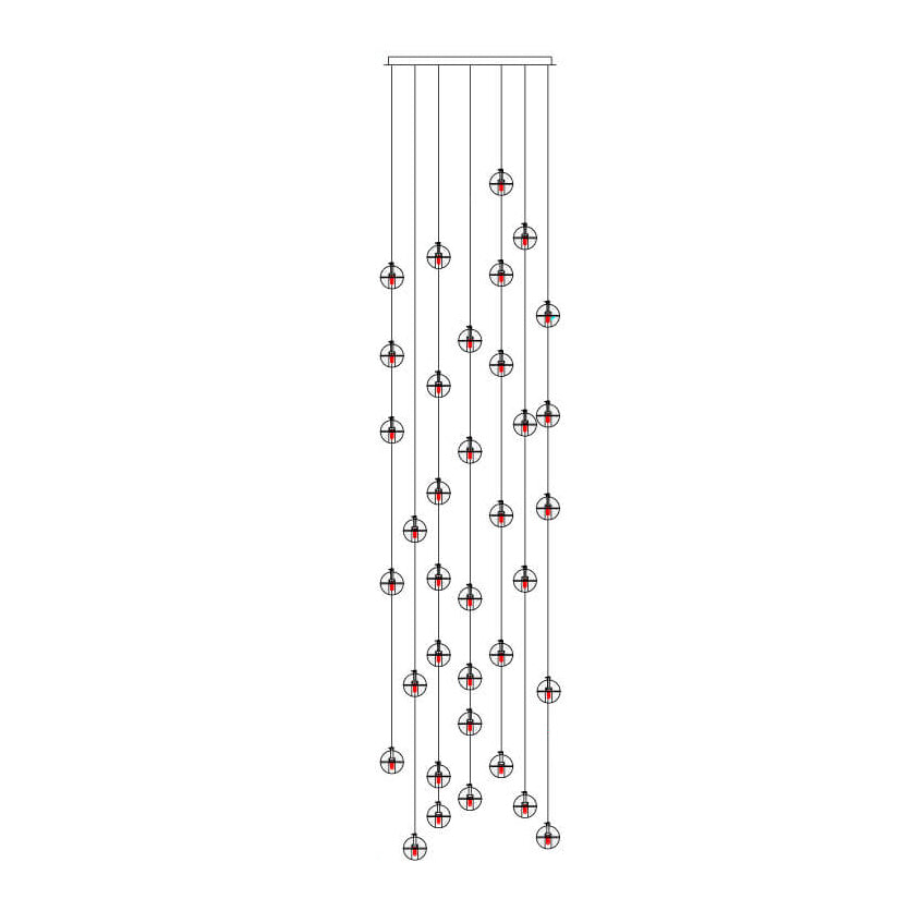 Luxury LED Chandelier with Crystal Orb Shade for Modern Staircases