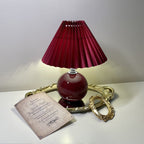 Minimalist Round Fabric Pleated Ceramic Table Lamp - 1-Light for Bedroom