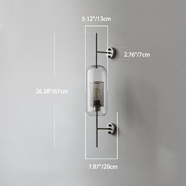 Industrial Cylinder Glass Wall Sconce