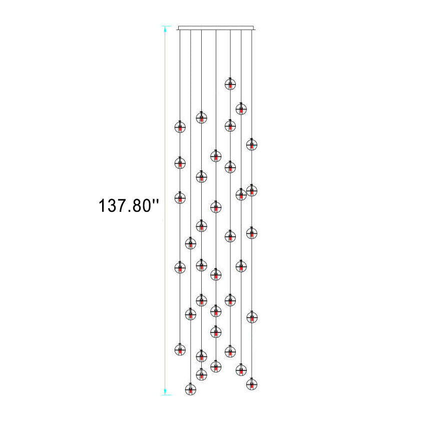 Luxury LED Chandelier with Crystal Orb Shade for Modern Staircases