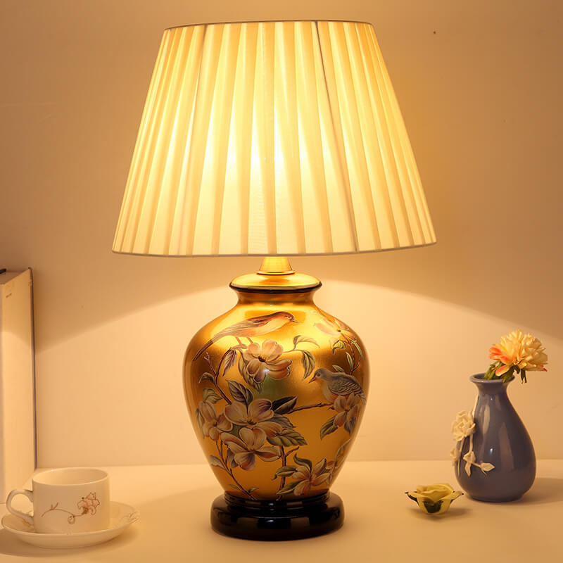 Contemporary Ceramic 1-Light Table Lamp - Warm Cylindrical Design