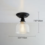 Nordic Vintage Floral Round Semi-Flush Mount Ceiling Light