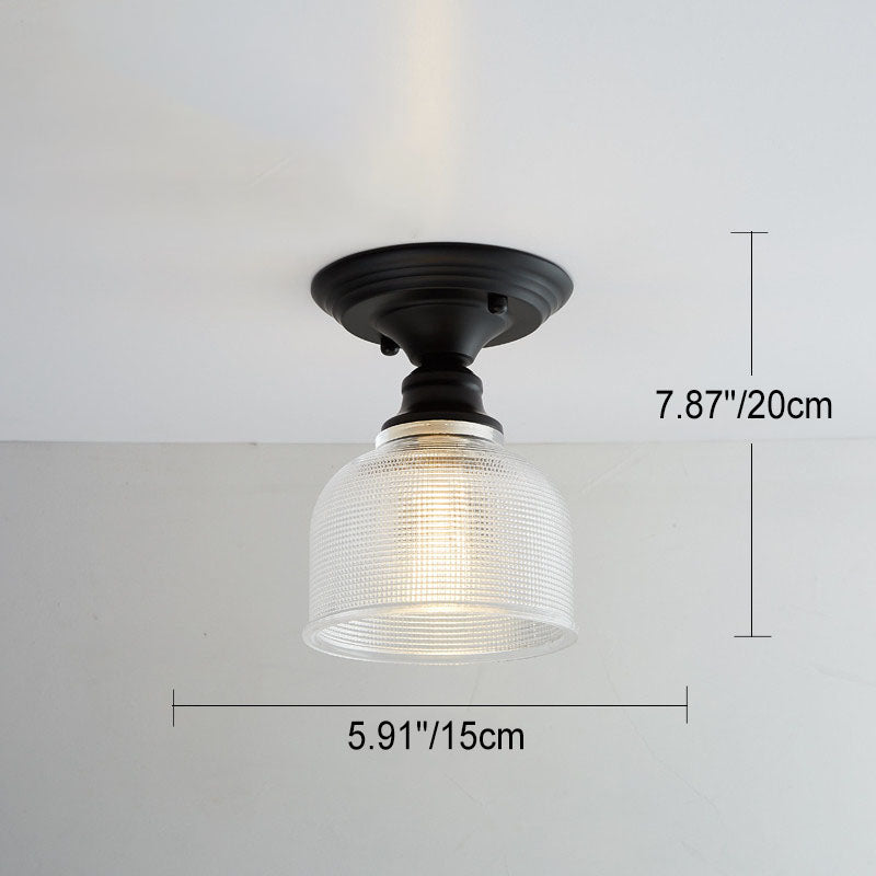 Nordic Vintage Floral Round Semi-Flush Mount Ceiling Light