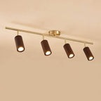 Nordic Minimalist Walnut Wood LED Linear Track Ceiling
