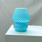 Contemporary Striped Mushroom Glass Table Lamp - 1 Light