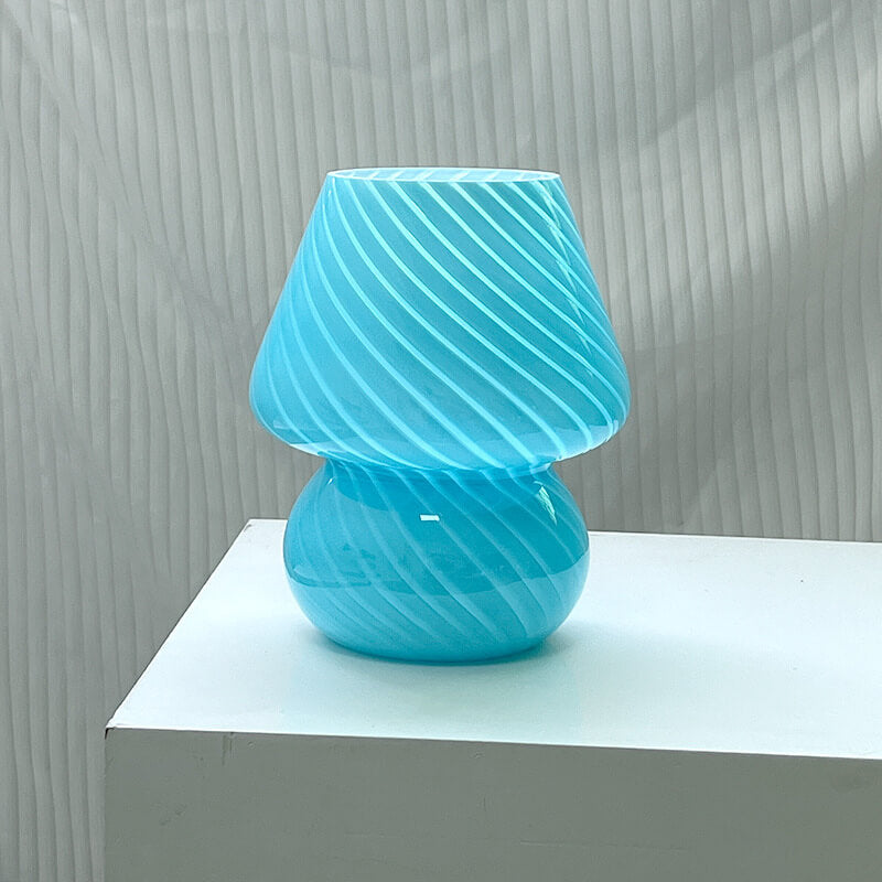 Contemporary Striped Mushroom Glass Table Lamp - 1 Light