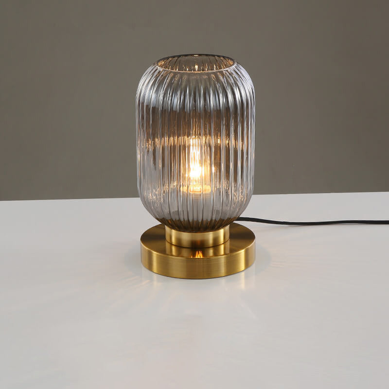 Premium Nordic Striped Oval Glass Table Lamp - 1 Light