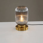 Premium Nordic Striped Oval Glass Table Lamp - 1 Light