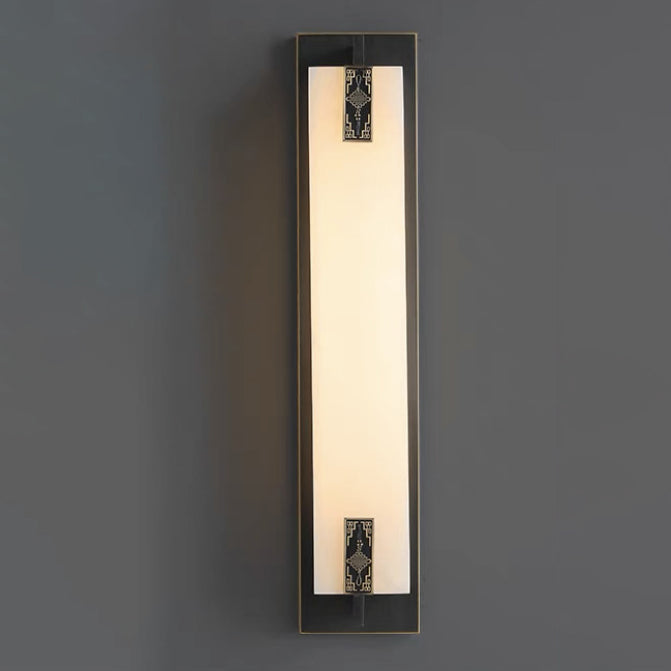Rectangular Copper Marble LED Outdoor Wall Sconce