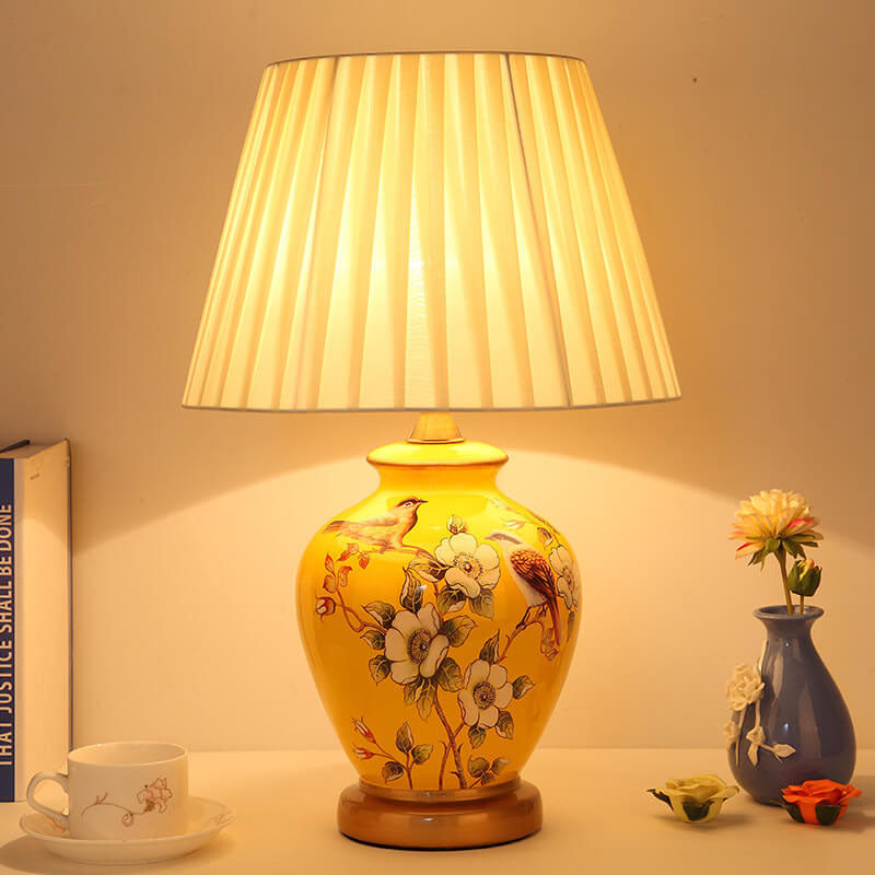 Contemporary Ceramic 1-Light Table Lamp - Warm Cylindrical Design