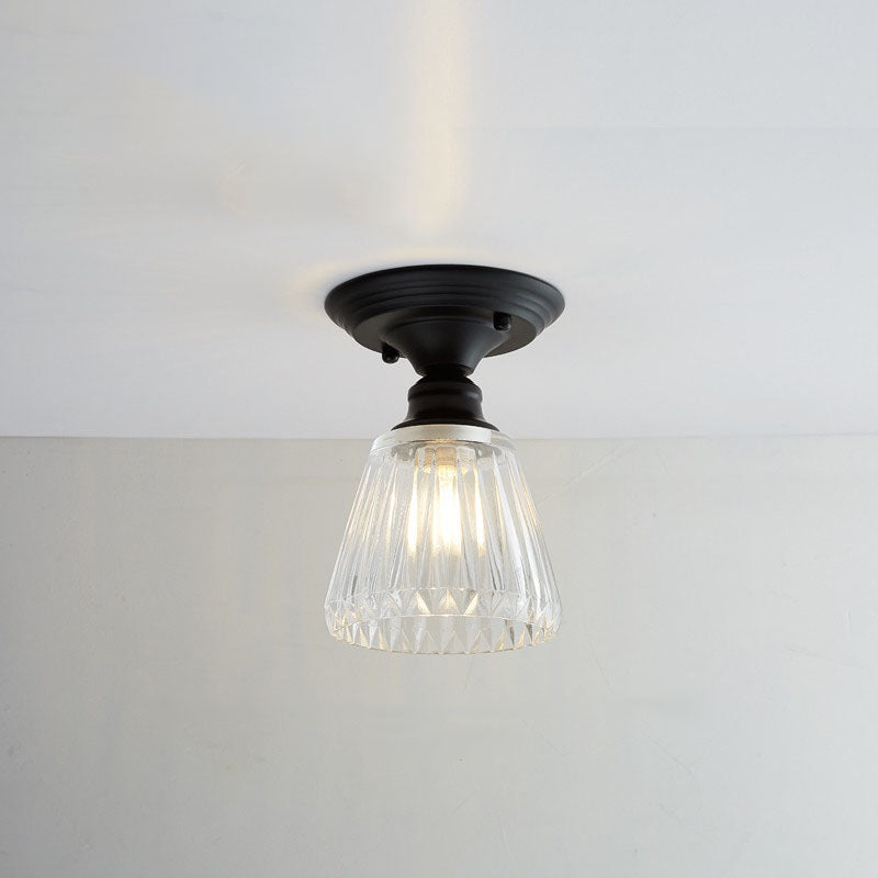 Nordic Vintage Floral Round Semi-Flush Mount Ceiling Light