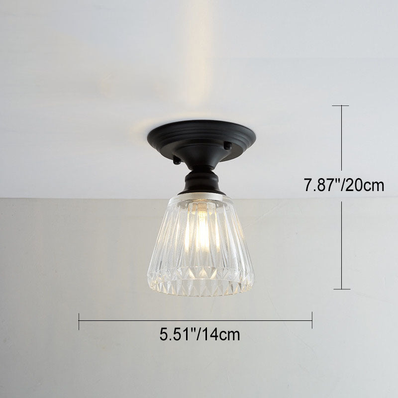 Nordic Vintage Floral Round Semi-Flush Mount Ceiling Light
