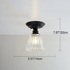 Nordic Vintage Floral Round Semi-Flush Mount Ceiling Light