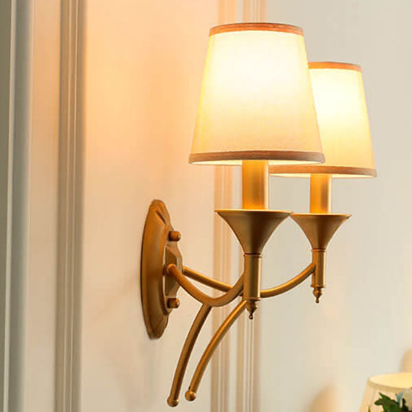Iron & Fabric Mushroom Wall Sconce