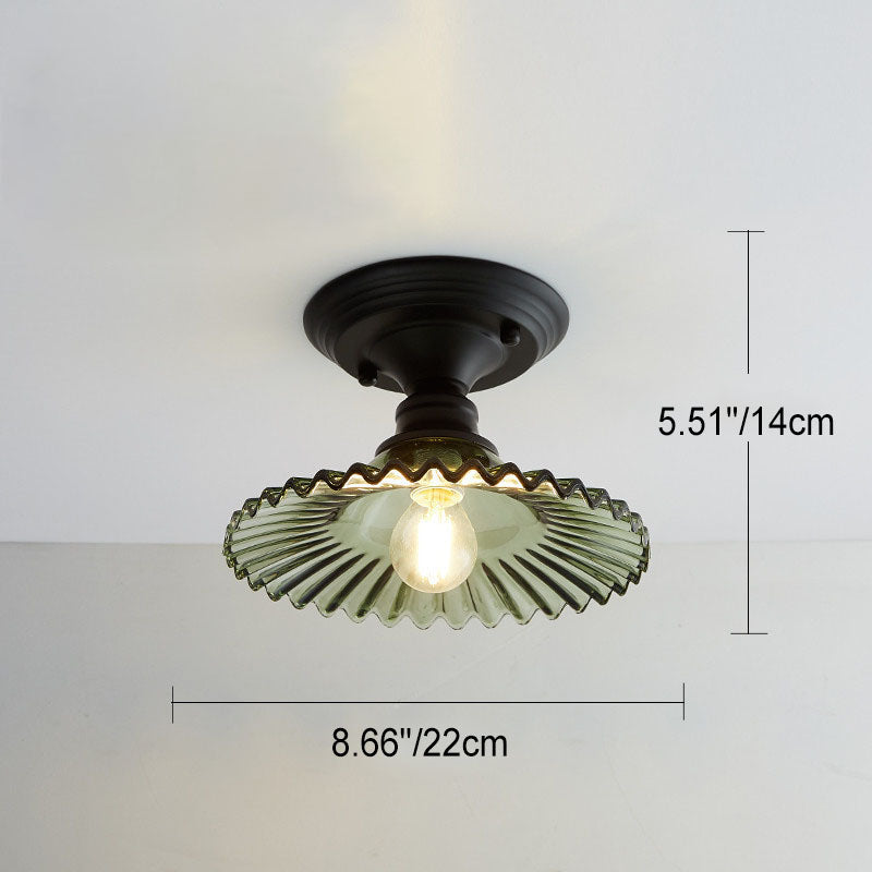 Nordic Vintage Floral Round Semi-Flush Mount Ceiling Light
