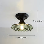 Nordic Vintage Floral Round Semi-Flush Mount Ceiling Light