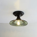 Nordic Vintage Floral Round Semi-Flush Mount Ceiling Light