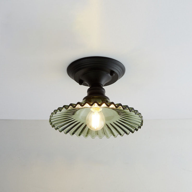 Nordic Vintage Floral Round Semi-Flush Mount Ceiling Light