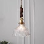 Copper & Walnut Glass Pendant Light