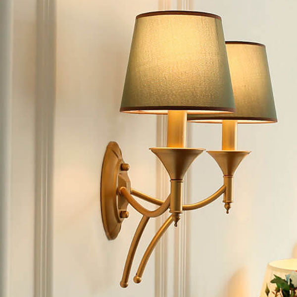 Iron & Fabric Mushroom Wall Sconce